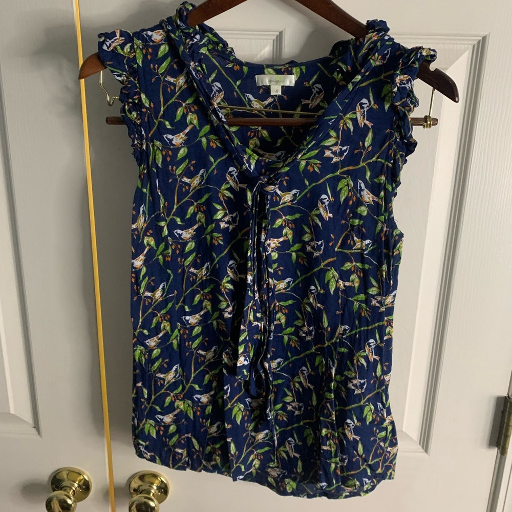 Anthropology porridge Floral Blue Women's blouse Top